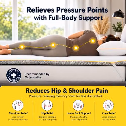 Brightr Aurora Dual-Layer Memory Foam Mattress Topper, Single Size, White, W/D/H: 90 x 190 x 5 cm – 3