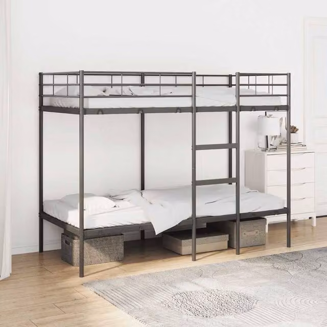 Berkfield Home Black Metal Bunk Bed for Children W/D/H: 90 x 200 cm