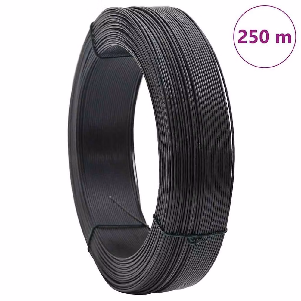 Berkfield Home Plastic Coated Steel Fence Binding Wire, Anthracite Black, 250 m, 1.6/2.5 mm – 7
