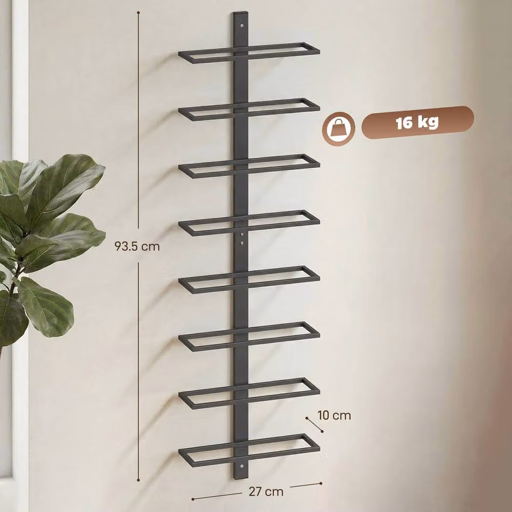 HOMCOM Wall Mounted Metal Wine Rack for 8 Bottles, Black – 3