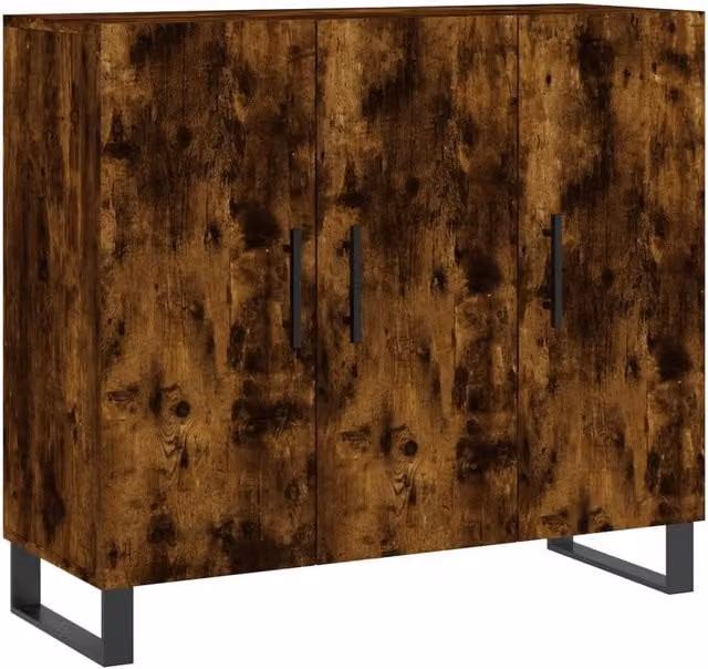 Berkfield Home Modern Smoked Oak Sideboard in Brown, W/D/H: 90 x 34 x 80 cm