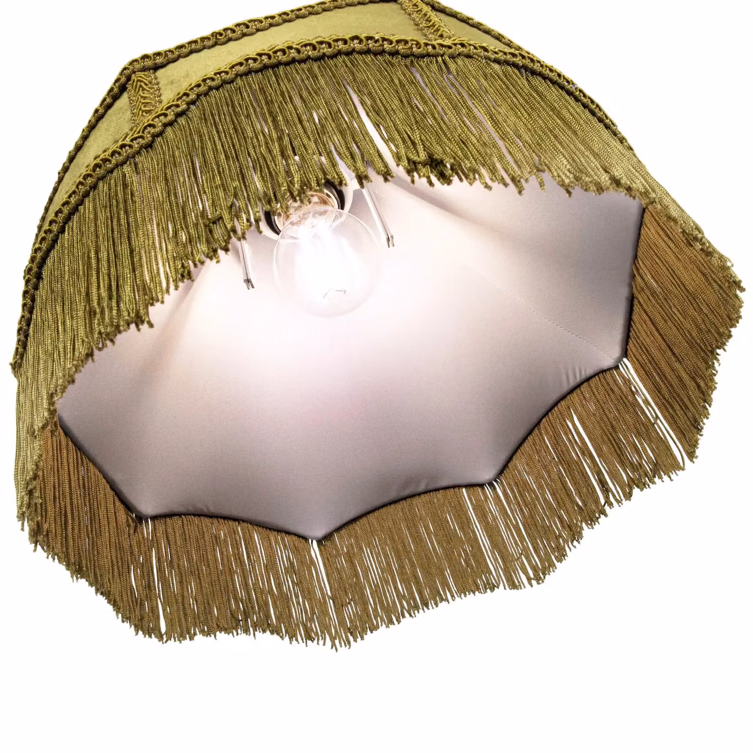 Happy Homewares Traditional Victorian Empire Soft Velvet Lamp Shade with Tassels in Green, Diameter: 30.48 cm – 4