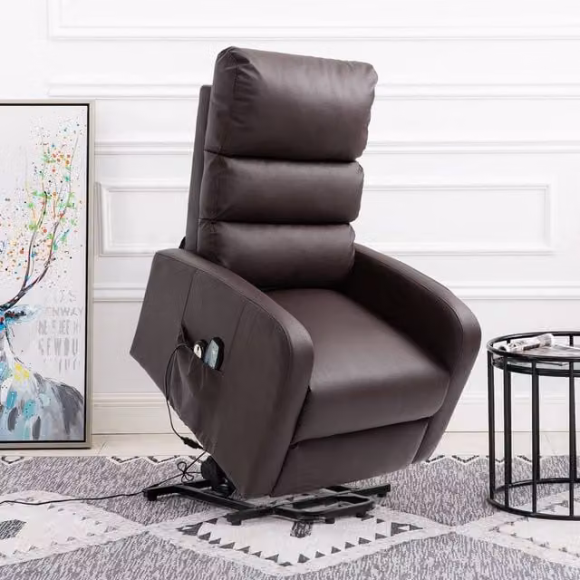 Merax Electric Power Lift Recliner Chair with Massage and Heat in Brown Synthetic Leather