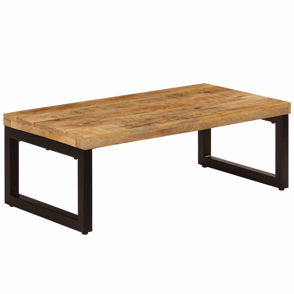 Berkfield Home Brown Mango Wood and Steel Industrial Coffee Table W/D/H: 100 x 50 x 35 cm – 2