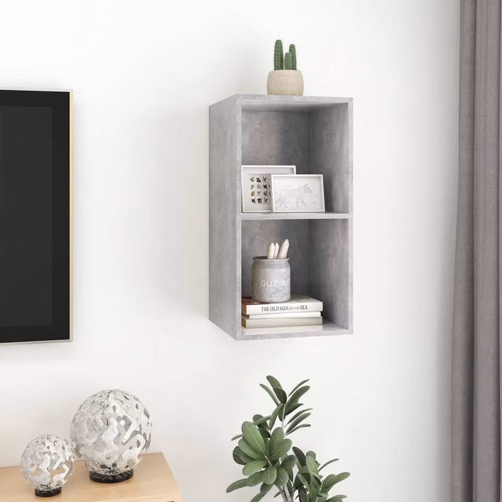 Berkfield Home Practical Wall-mounted TV Cabinet in Concrete Grey, W/D/H: 37 x 37 x 72 cm – 4