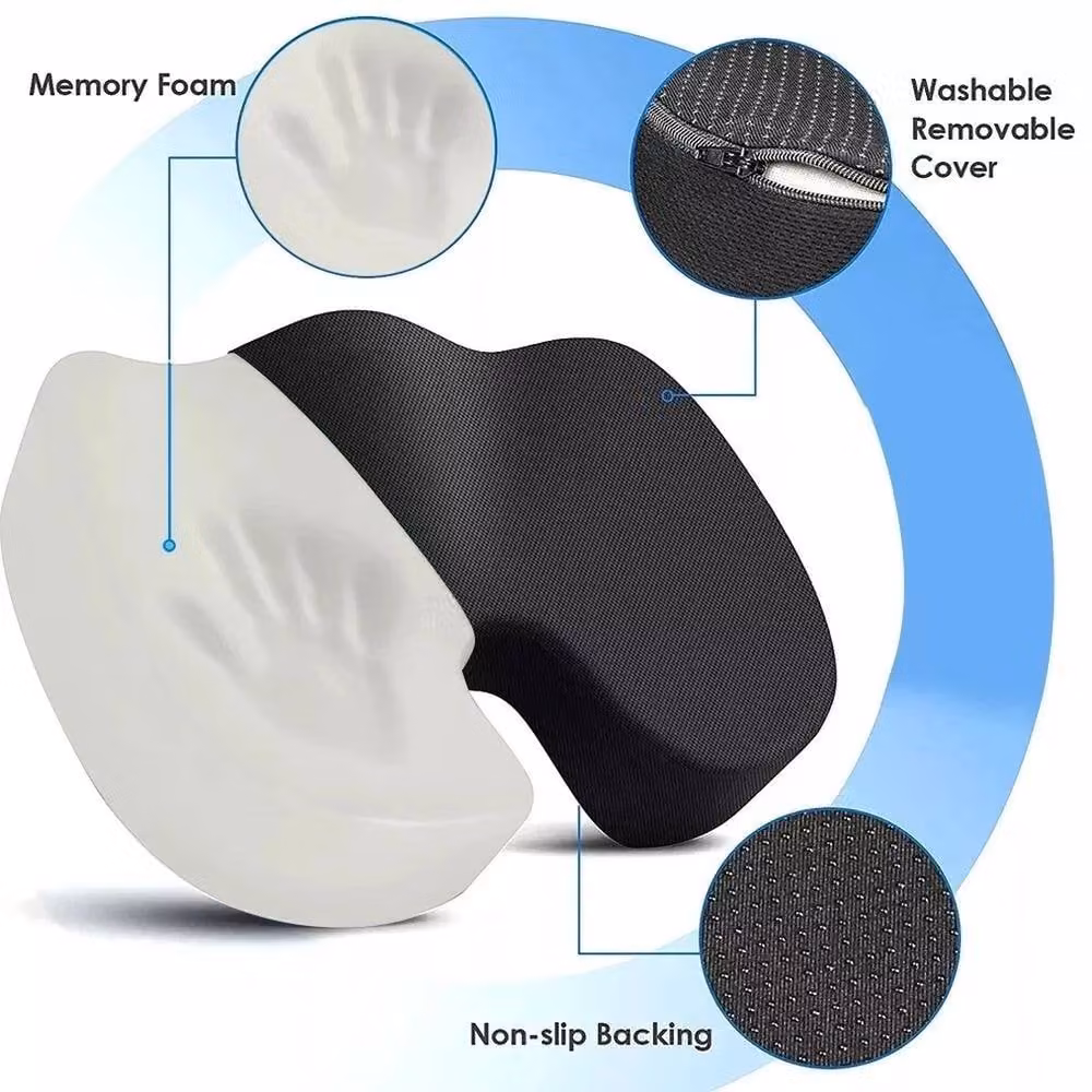 NESTLUNE Ergonomic Memory Foam Seat Cushion for Office Chairs and Cars, Black, W: 190 cm x D: 100 cm – 3