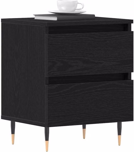 Berkfield Home Modern Black Oak Bedside Cabinet W/D/H: 40 x 35 x 50 cm – 1