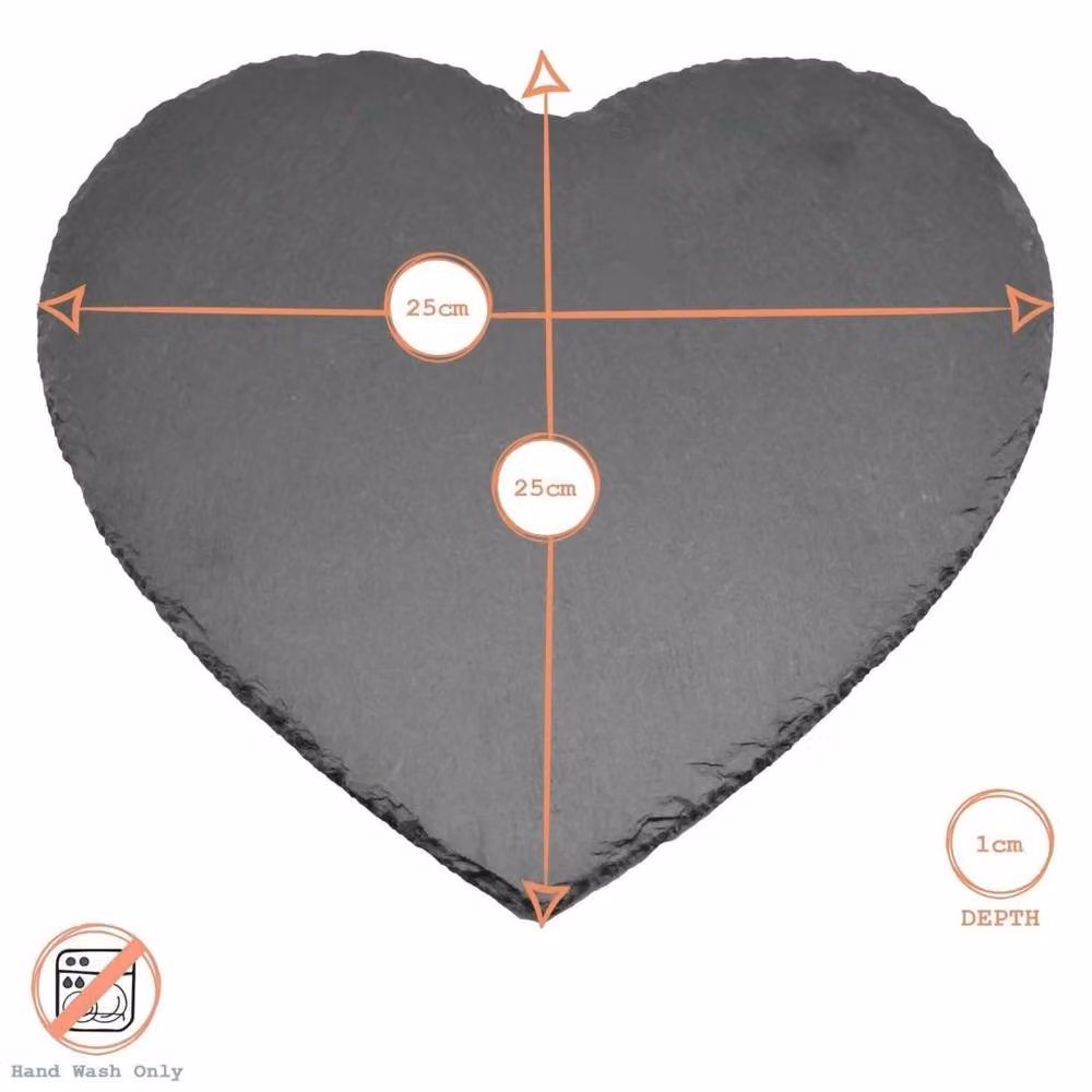 Kelvenix Set of 12 Natural Rustic Heart Slate Placemats, Black, Diameter: 25 cm – 2