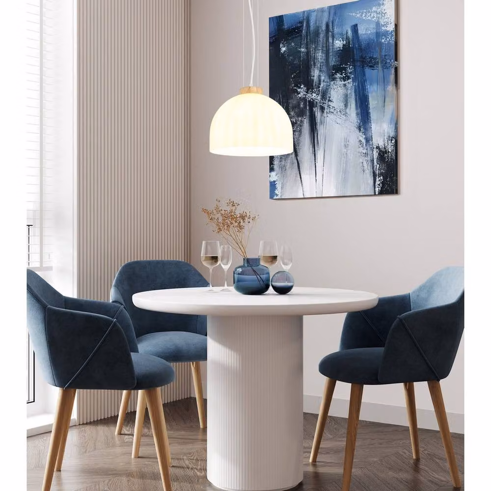 Globo Lighting Dome Pendant Light in Matt White and Brown with Opal Glass, Diameter: 30 cm, Height: 120 cm – 3
