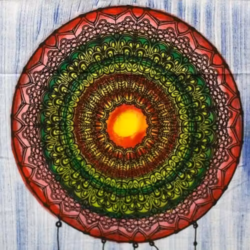 KDMD Ancient Wisdom Dreamcatcher Handbrushed Cotton Wall Art in Multicolour