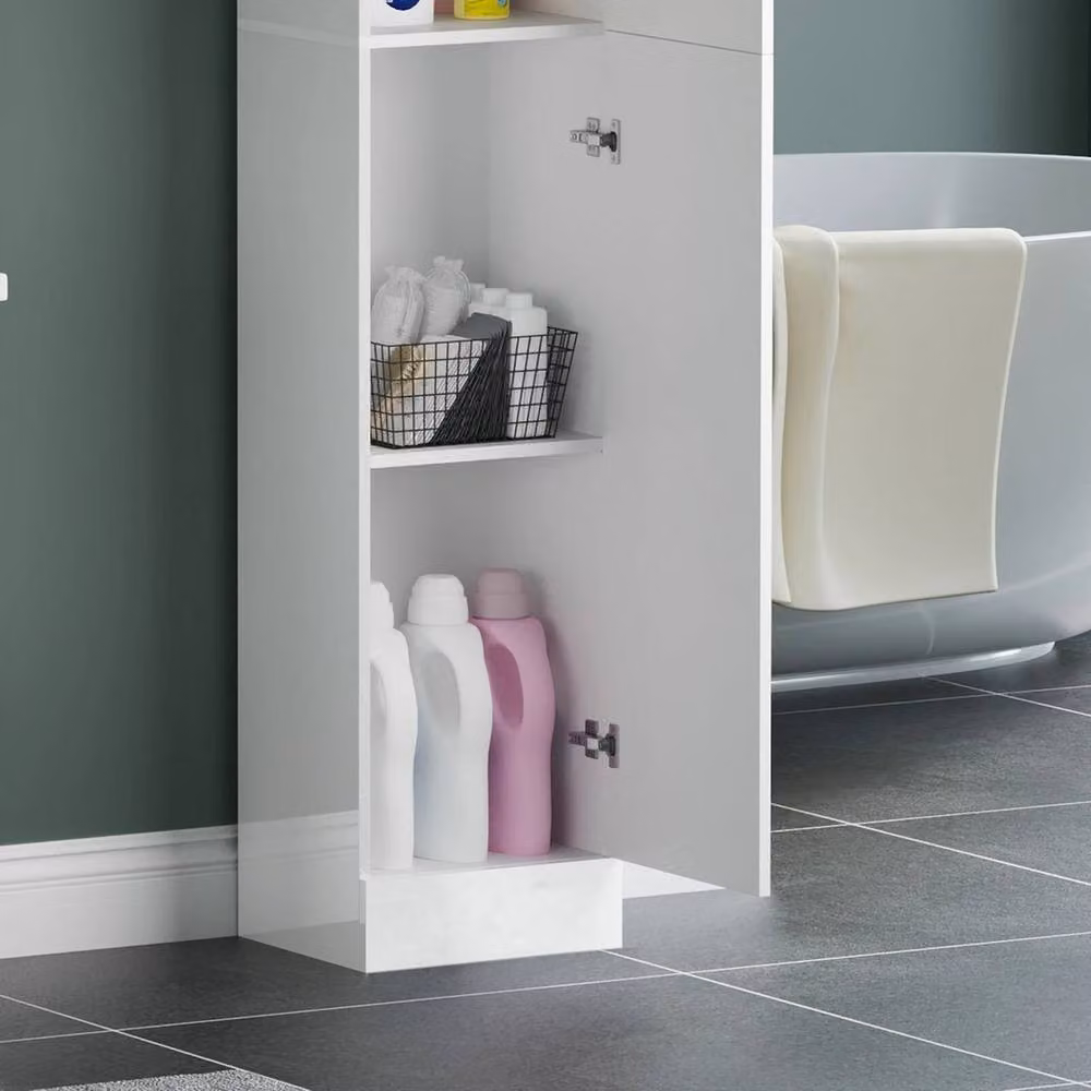 Kelvenix White High Gloss Freestanding Tall Bathroom Cabinet, Height: 190 cm – 3