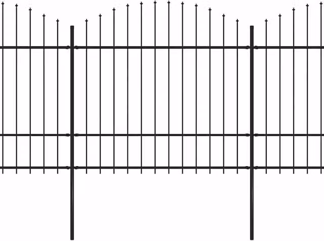 Berkfield Black Steel Palisade Garden Fence with Spear Top W: 3.4 m, H: 1.5-1.75 m
