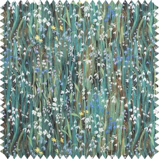 House of Hackney GALANTHI Cotton Linen Viridis Green and White