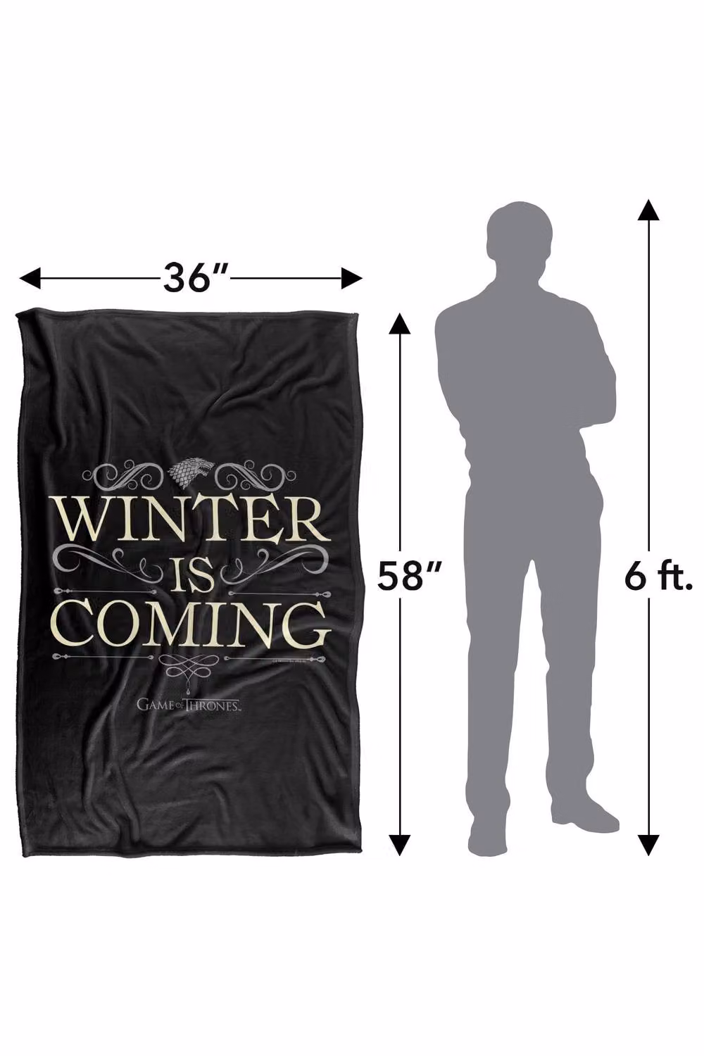 Warner Bros. Game of Thrones Winter Is Coming Scroll Silky Touch Super Soft Fleece Throw Blanket, Multicolour, W: 152 cm, D: 127 cm – 8