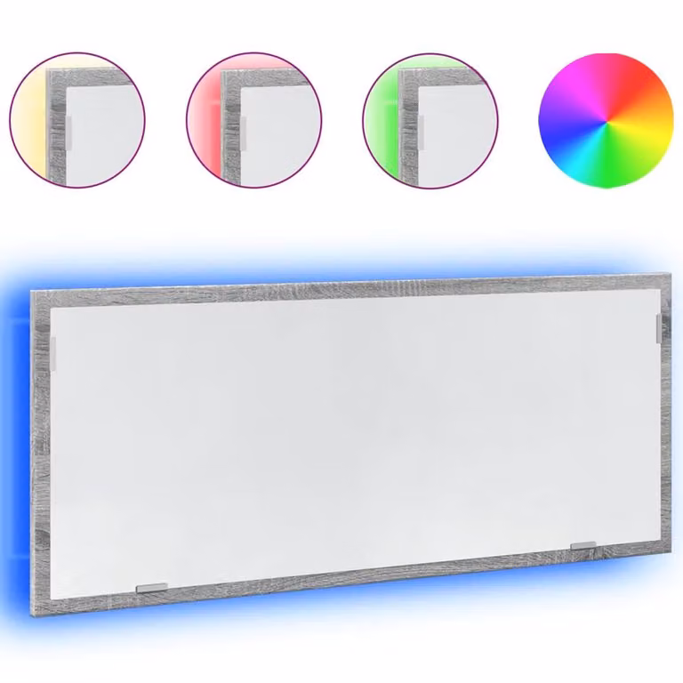 Berkfield Home LED Bathroom Mirror in Grey Sonoma, W/D/H: 100 x 8.5 x 37 cm