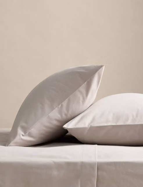M&S Body Sensor Pure Cotton Pillowcases, 2 Pack, Silver Grey