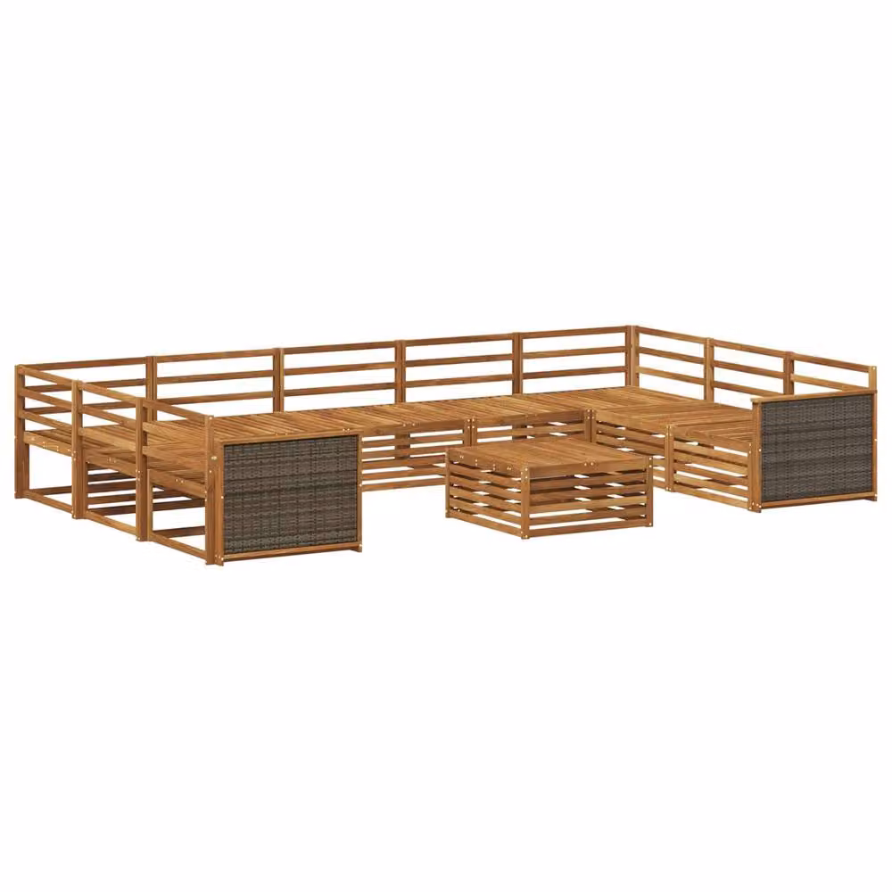 Berkfield Home 10 Piece Outdoor Sofa Set in Brown Natural Solid Acacia Wood – 2