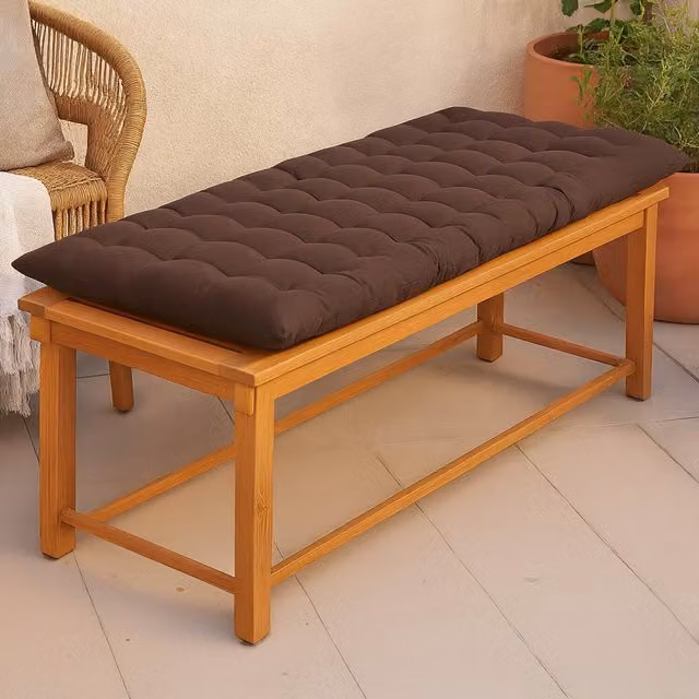 Homescapes Luxury Cotton Garden Bench Cushion in Chocolate Brown, Width: 143 cm