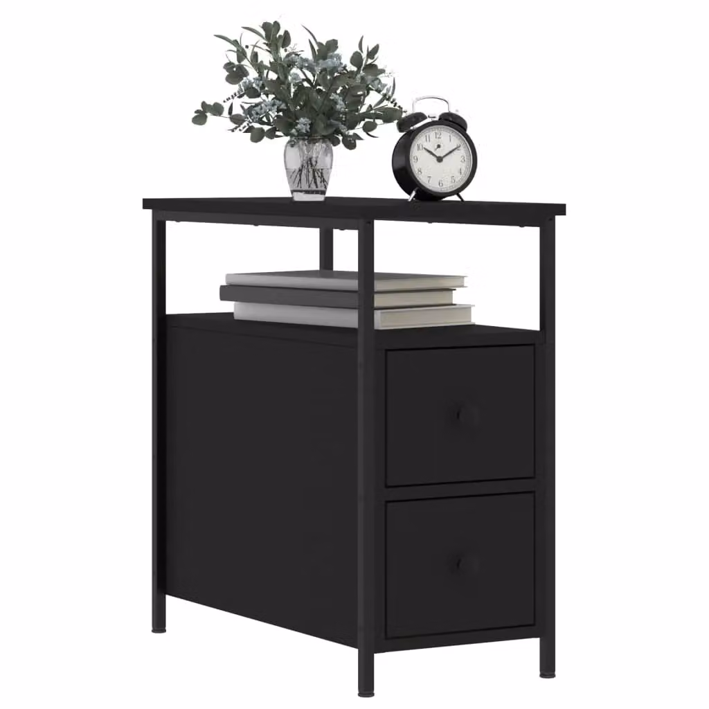 Berkfield Home Black Modern Bedside Cabinet W/D/H: 30 x 60 x 60 cm – 3
