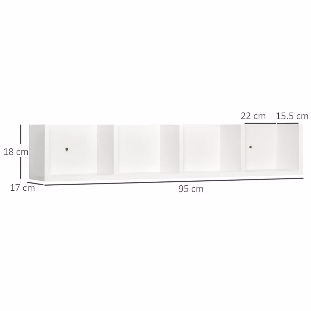 EONLION White Modern Wall Mounted Media Storage Shelf with CD Compartments, Width: 60 cm – 2