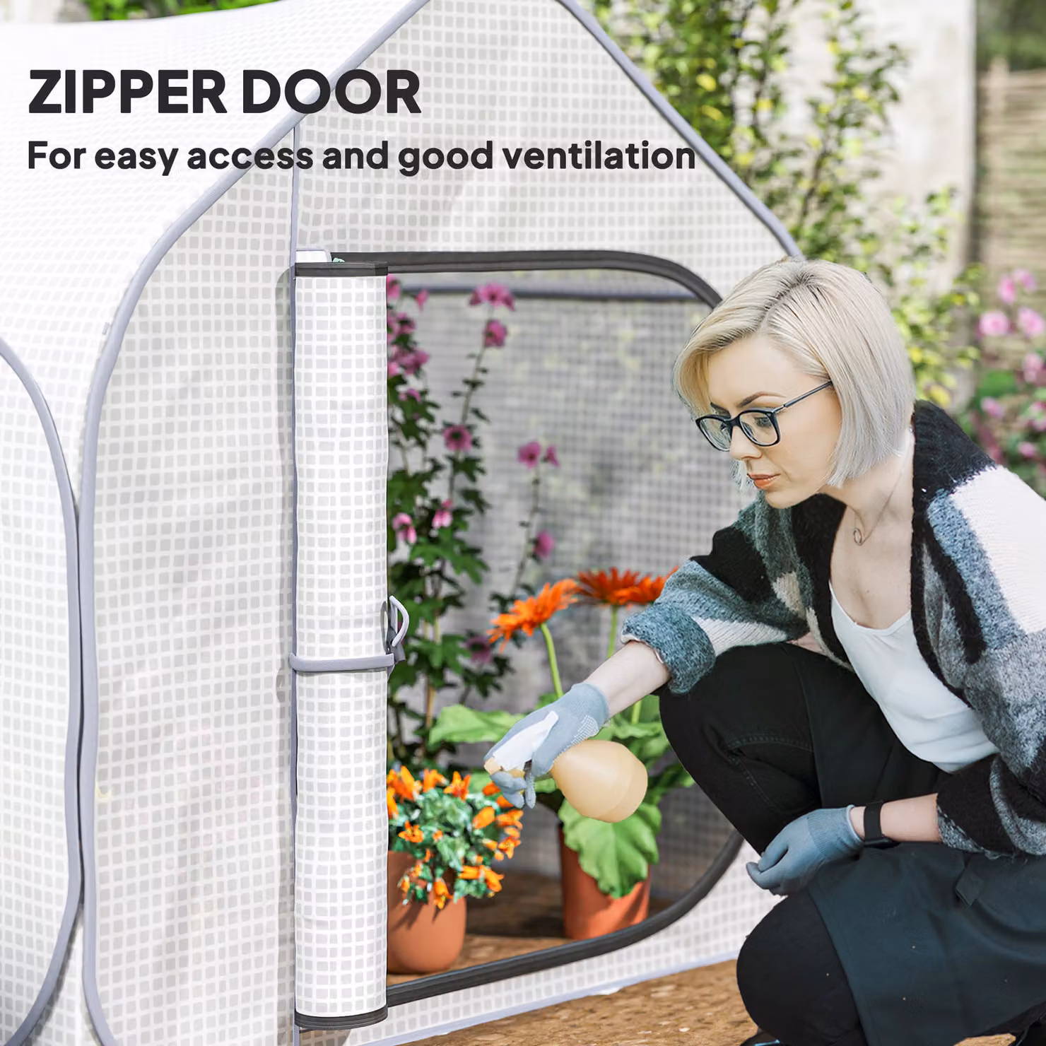 Outsunny White Pop-Up Greenhouse, W: 150 cm, D: 148 cm – 3