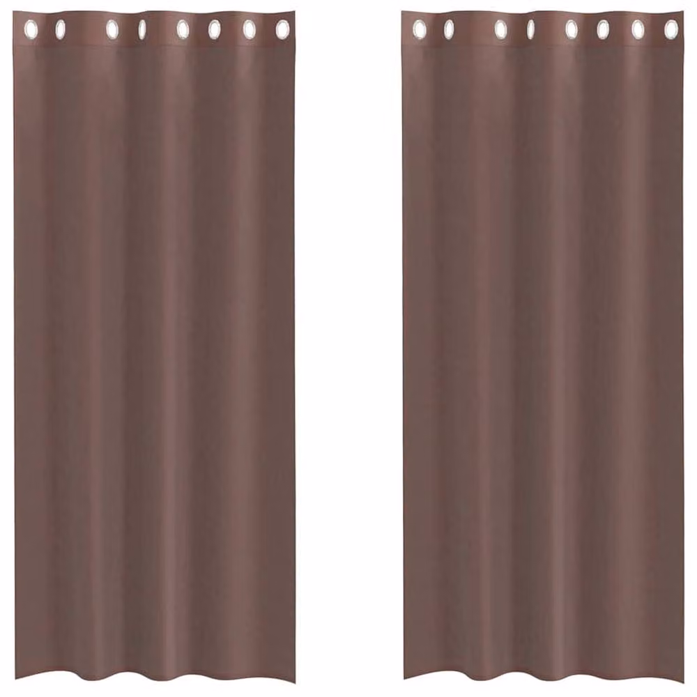 Berkfield Home Brown Voile Fabric Panel Curtains with Eyelets, 2 Pack, W: 140 cm, H: 225 cm – 3
