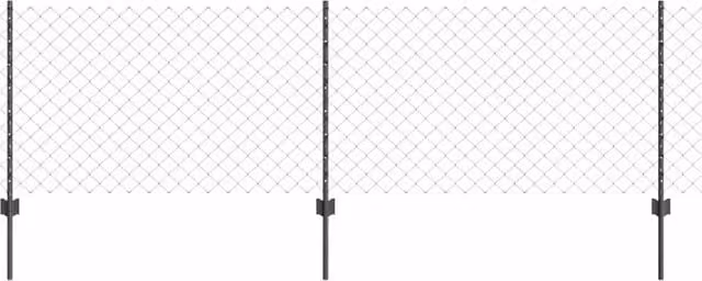 Berkfield Home Grey Steel Chain Link Fence with 10 U-Profile In-Ground Posts, W: 10 m, H: 0.8 m – 1