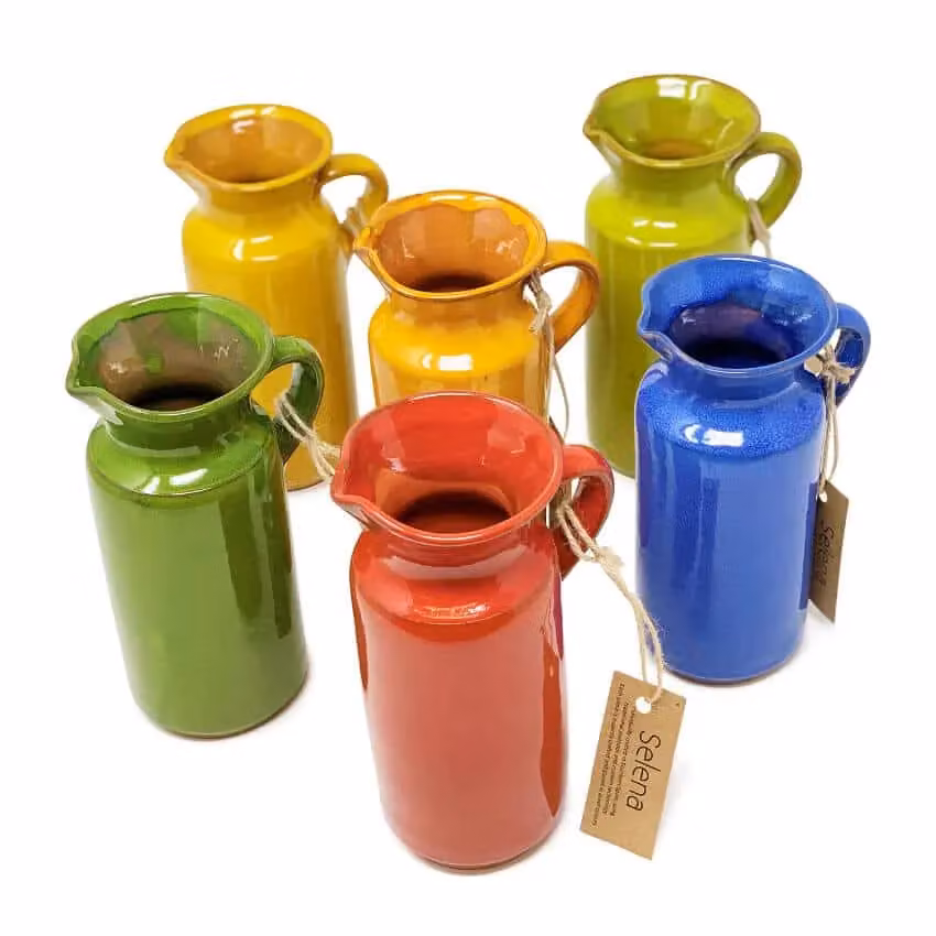 Verano Spanish Ceramics Selena Glazed Hand Dipped Ceramic Jug, Orange, 0.5 l, H: 18 cm – 2