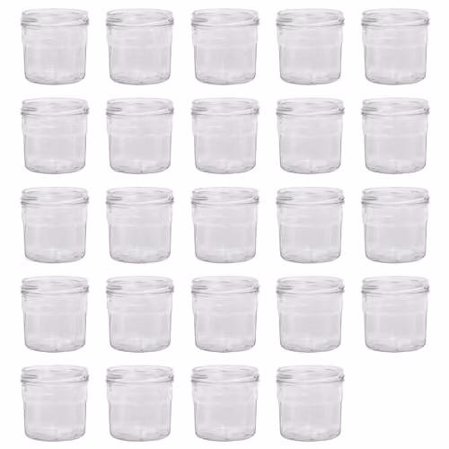 Argon Tableware Set of 24 Transparent Glass Screw Top Jars with Silver Metal Lids, 7.5 ml