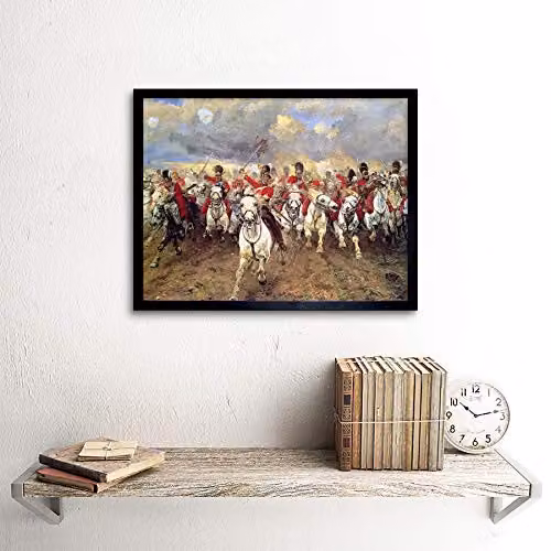Artery8 Thompson Scotland Forever Battle Waterloo Vintage Painting Art Print Framed Paper Poster in Multicolour – 2