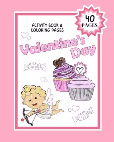 Valentine's Day Activity Book and Colouring Pages for Children, Multicolour