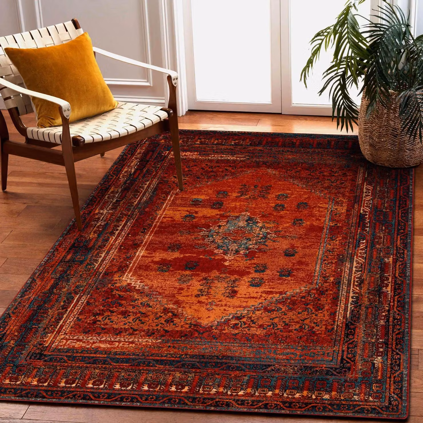 RugsX Wool Omega Vintage Rectangular Rug in Red, W: 66 cm, L: 100 cm – 3