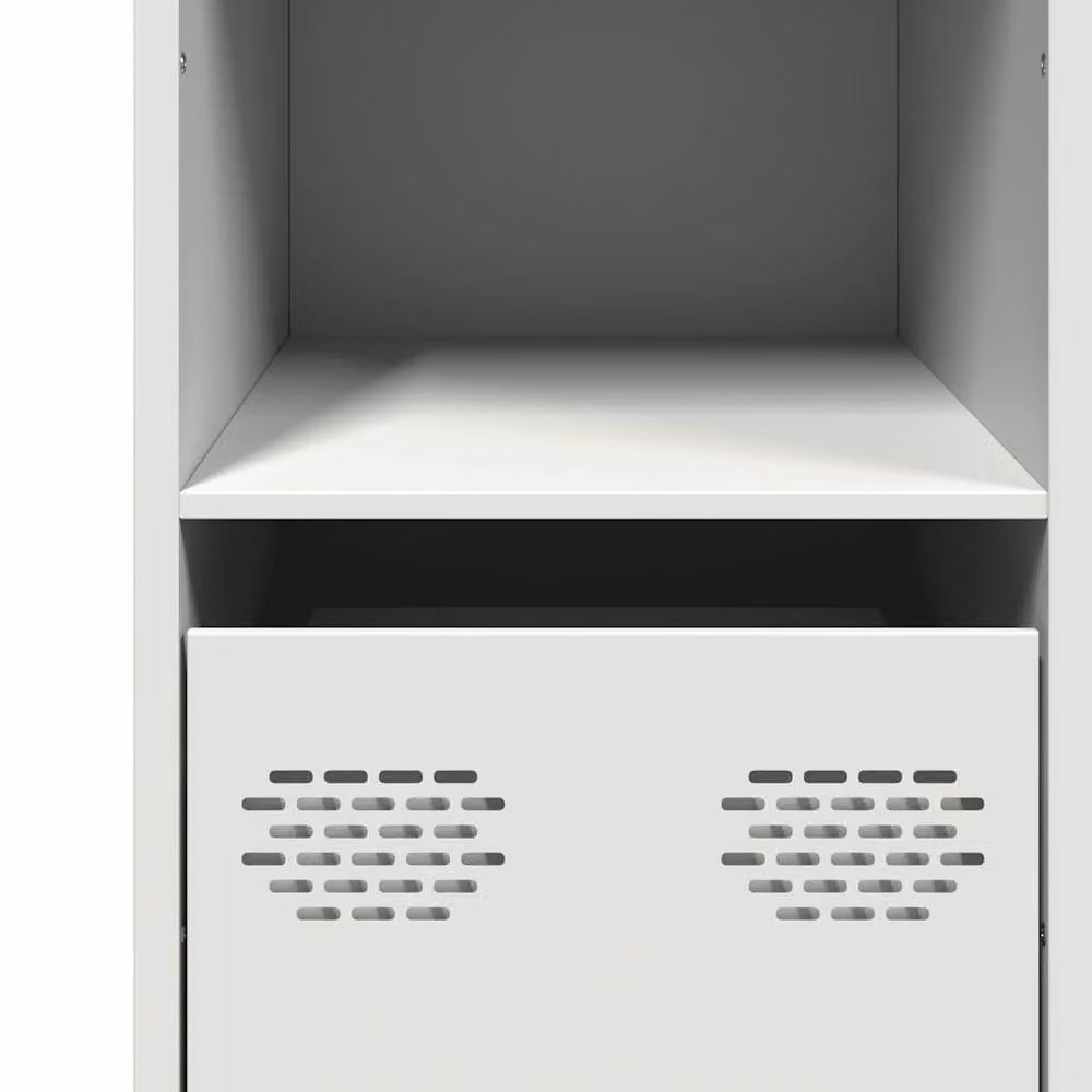 Berkfield Home Industrial Sideboard in White Matt Metal, W: 101.5 cm, D: 39 cm, H: 73.5 cm – 4