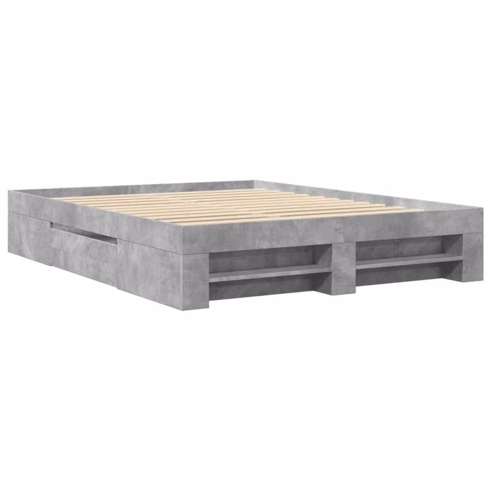 Berkfield Home Bed Frame with Drawers in Concrete Grey, Engineered Wood, W/D/H: 160 x 200 cm – 3