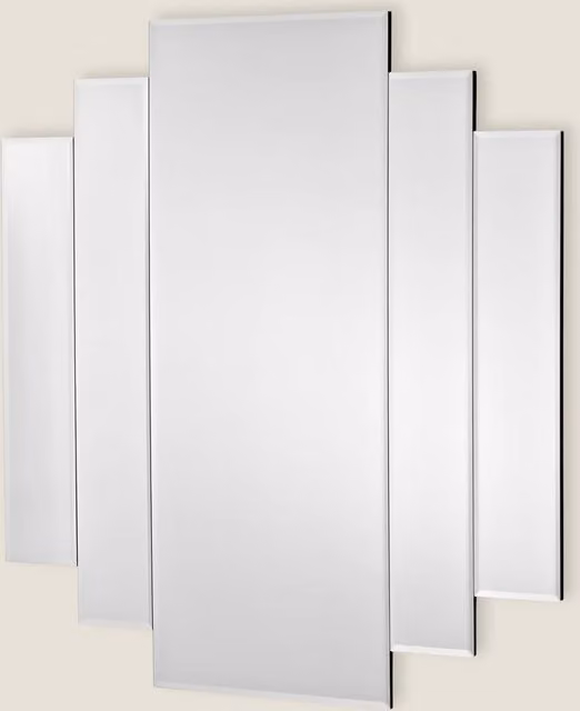 DAR Odeon Art Deco Rectangular Wall Mirror in Silver
