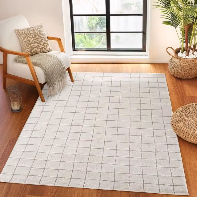Livabliss Cascade Ivory and Brown Modern High Pile Living and Dining Rug, W: 80 cm, L: 220 cm