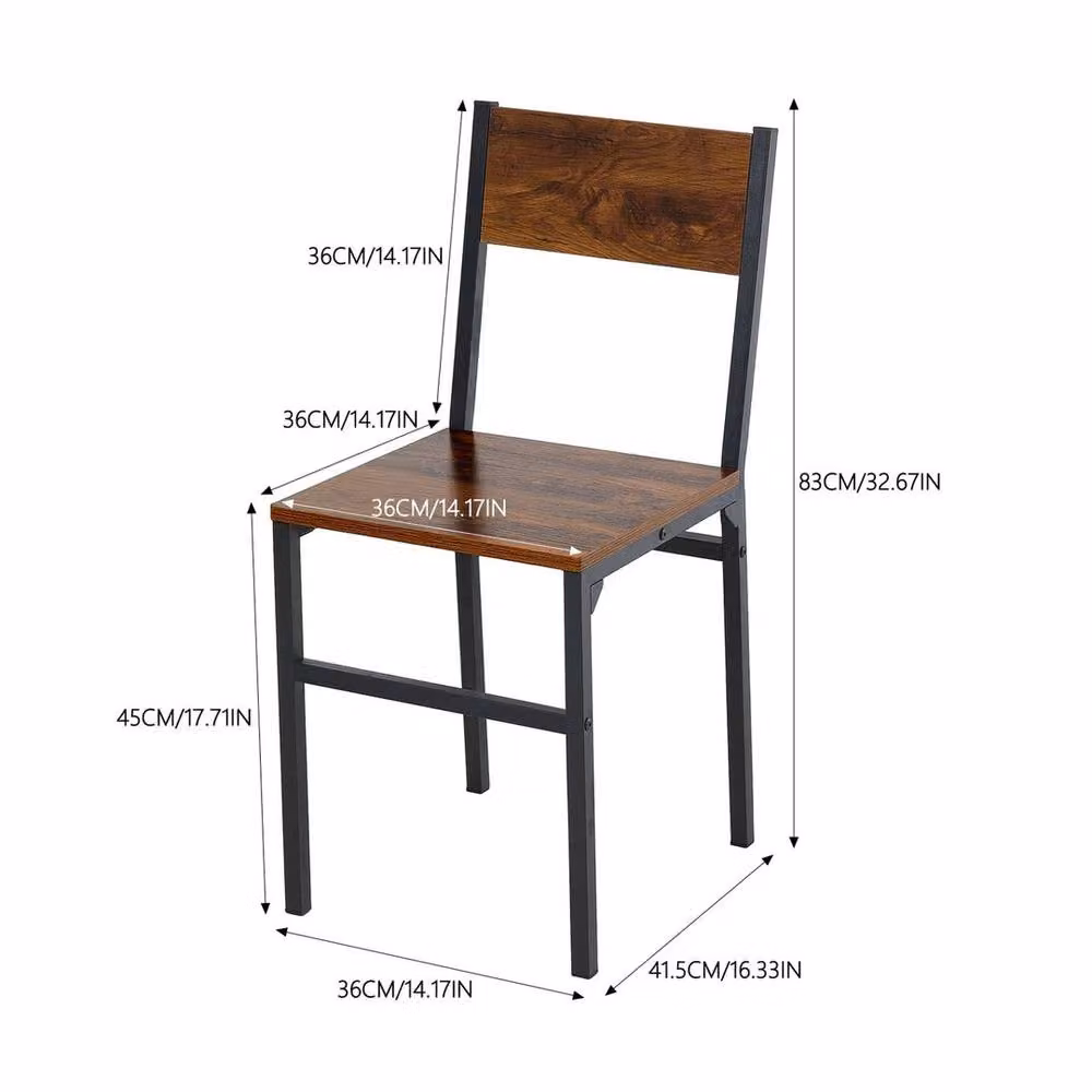 KORVIXA Set of 2 Industrial Metal Dining Chairs in Brown and Black – 2