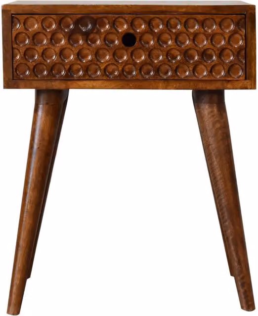 KDMK Torun Nordic Style Bedside Table in Dark Brown Chestnut Finish