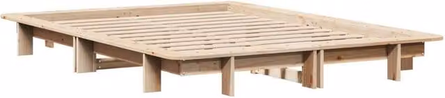 Berkfield Home Modern Small Double Bed Frame in Brown Solid Pine, W/D/H: 120 x 200 cm