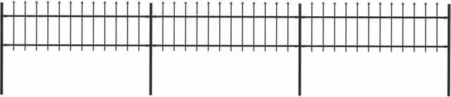 Berkfield Home Spear Top Steel Garden Fence, Black, W: 5.1 m, H: 0.6 m