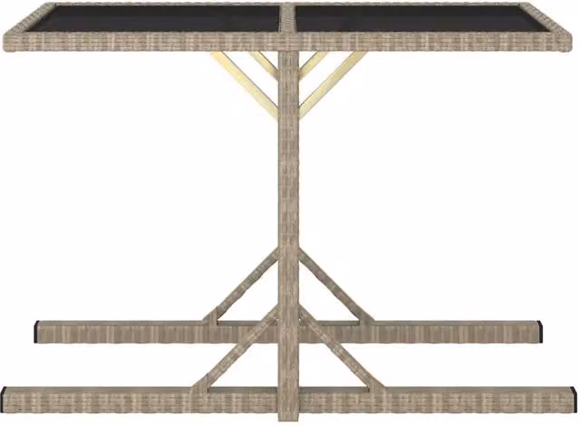 Berkfield Home Beige Poly Rattan and Glass Garden Table, W/D/H: 110 x 53 x 72 cm – 1