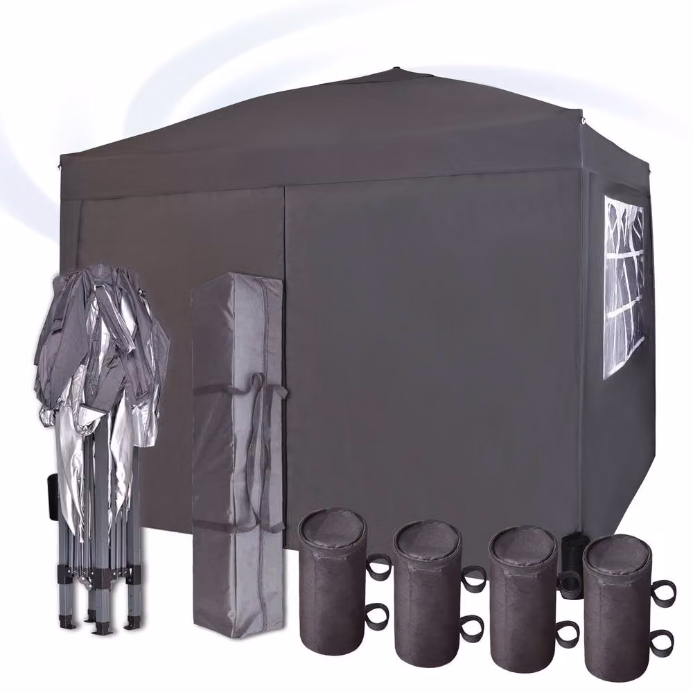 MCC Direct Grey Pop Up Gazebo with Removable Sides and Storage Bag, W: 300 cm, D: 300 cm, H: 255 cm – 4