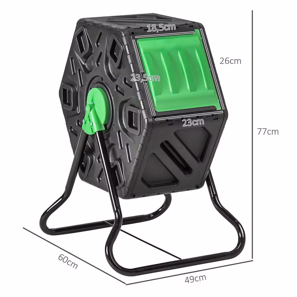 STILVORA 65L Rotating Compost Bin in Black with 24 Ventilation Holes – 2