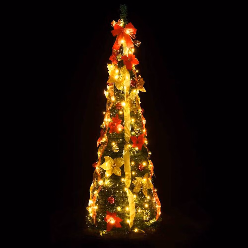 Berkfield Home Beautiful Green Artificial Pop-up Christmas Tree with 100 LEDs, Height: 150 cm – 3