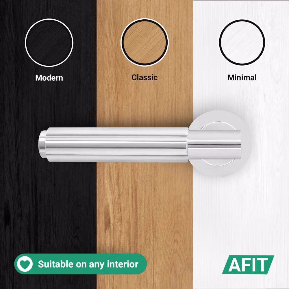 AFIT Polished Chrome Aluminium Door Handle and Latch Set in Silver – 5