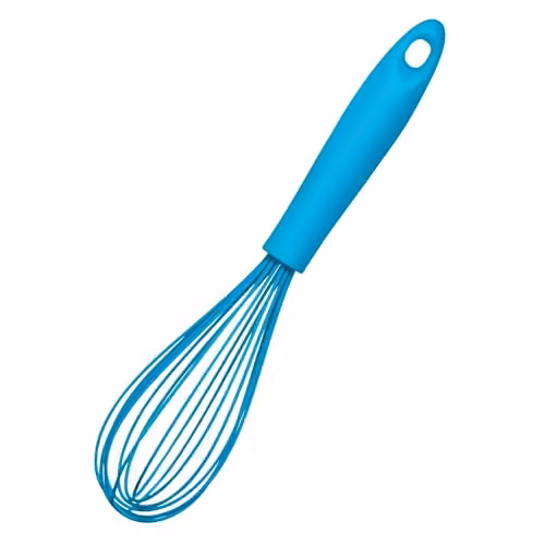 Premier Housewares Silicone Kitchen Whisk, Blue, Heat Resistant and Non-Scratch with Hanging Loop