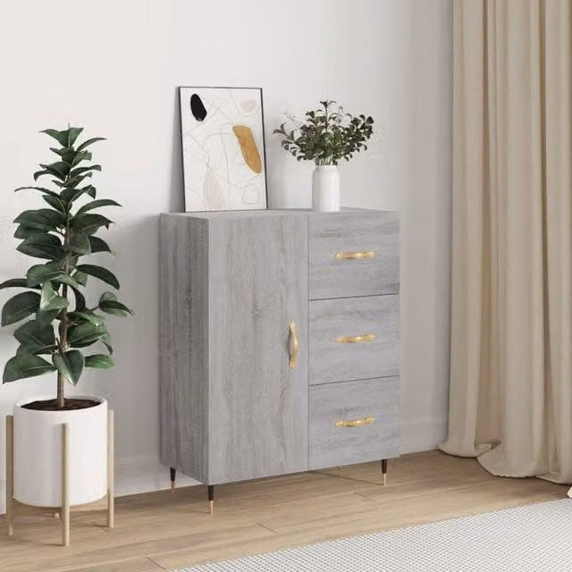 Berkfield Home Grey Sonoma Sideboard in Engineered Wood W/D/H: 69.5 x 34 x 90 cm