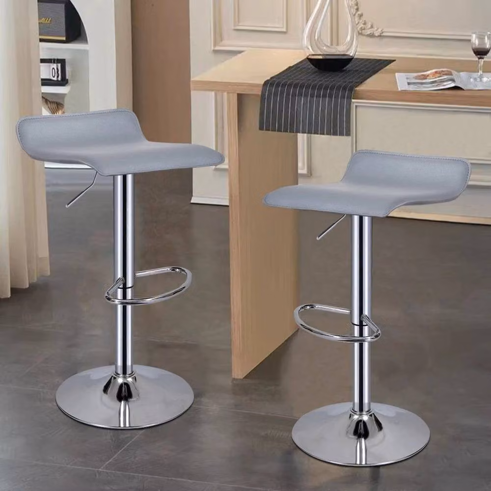 KORVIXA Set of 2 Grey Modern Counter Chairs with 360 Degree Swivel – 2