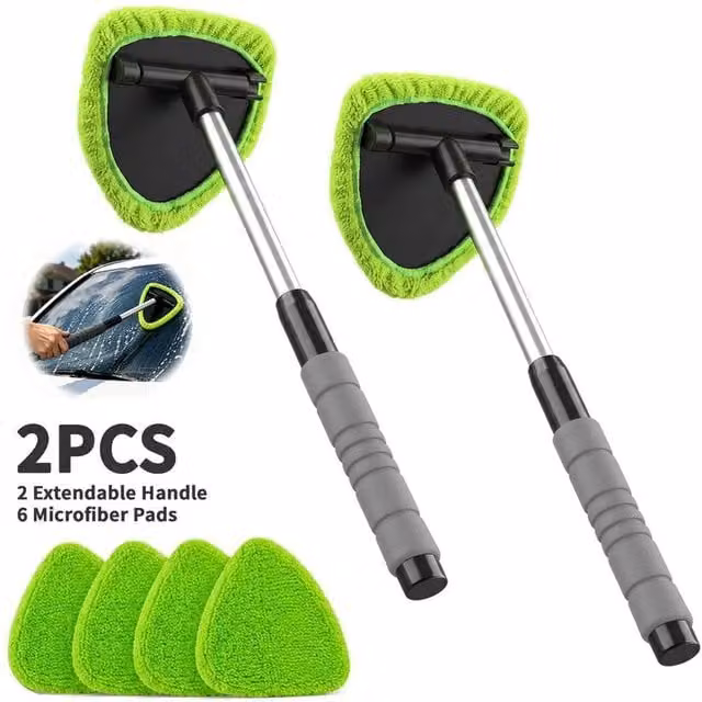 NESTLUNE 2-Piece Extendable Windshield Cleaning Tool Car Glass Wiper, Green