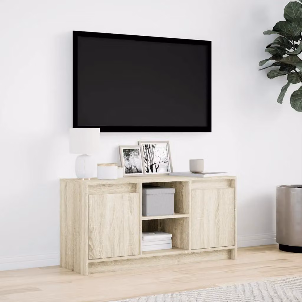 Berkfield Home Modern TV Cabinet with Integrated LED Lighting in Sonoma Oak Brown, W/D/H: 100 x 34 x 50 cm – 2